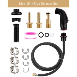 Hygie Rinse Sink Spray Attachment with Hose Set, Kitchen Side Sprayer Head with Adapters Compatible with Moen/Delta Faucet Replacement, with 47inches Braided Hose, Oil Rubbed Bronze
