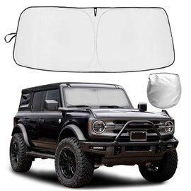 JLQP Car Windshield Sun Shade for Ford Bronco 2/4 Door 2021 2022 2023 2024 Foldable UV Ray Reflector Car Shade Ford Bronco Sunshade Bronco Accessories Bronco Windshield Shade Keeps Your Vehicle Cool