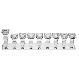 Crystal Strip Oil Chanukah Menorah 2.5" High Elegant Design Hanukkah Menorah - Fits Standard Chanukah Oil Cups
