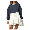 Pleated Oversized Sweatshirt Dress Women Pullover Long Sleeve Crewneck Tops