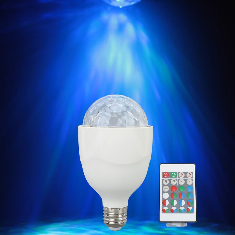 Disco Ball Lamp Bulb E27 Sound Activated Remote Control RGB