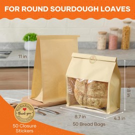 50 Pcs Peyiuio Bread Bags for Homemade Bread with Window, 11 x 8.7 x 4.3 in