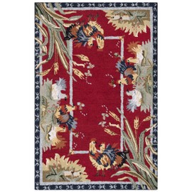 Safavieh Chelsea Collection HK56C Hand-Hooked French Country Wool Accent Rug, 1'8" x 2'6", Burgundy
