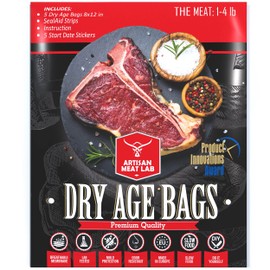 Dry Age Bag for Beef Steak. Easily Create Delicious DIY Aged Meat. Breathable Membrane Kit, Lab Tested Safe & Effective 5pcs. 8x12 in (20x30 cm), 1-4 lb 0.5-2 kg - Artisan Meat LAB