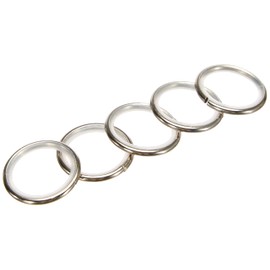 GARDINIA Curtain Rings for Curtain Rods with Diameter 16 mm - 20 mm, with Sliding Insert and Curtain Hooks, Pack of 10, Width 4 mm, Crete, Metal/Plastic, Stainless Steel Look