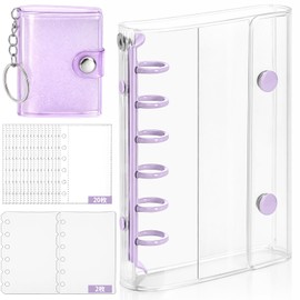 A7 Seal Notebook, Transparent, 20 Refills + 2 Underlayment + Mini Key Holder Notebook, A7 Size, Mini Binder Book, Plastan, Removable, Pocket Size, Girls, Collage Notebook, Storage Card Sleeve