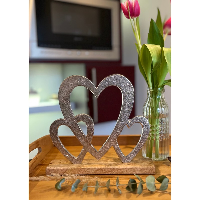 Brandsseller Decorative Stand Hearts Aluminium Approx. 23 x 21 cm