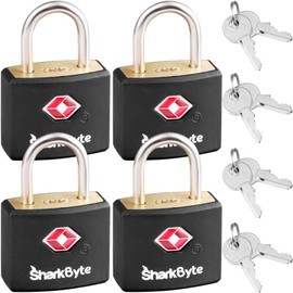 SharkByte TSA Luggage Locks with Keys, 4 Pack 8 Keys Travel Lock Suitcase Padlock for Luggage, Small Key Luggage Locks, Gym Lockers, Laptop Bags, Suitcases,