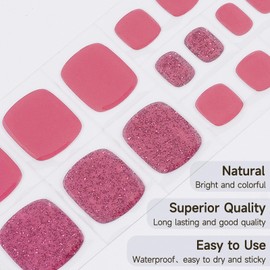 Semi Cured Gel Pedicure Strips,26 PCS Gel Nail Strips Works with Any UV Light, Salon Quality Gel Nail Stickers，Easy to Apply & Remove
