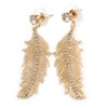 Gold Tone Clear Crystal Delicate Feather Drop Earrings - 50mm