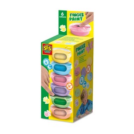 SES Creative 00397 Pastel Finger Paint Set - 6 Soft Colours x 45ml - Washable and Gluten-Free Paints for Kids Aged 2+ - Includes Pastel Orange, Blue, Pink, Green, Yellow, and Lilac