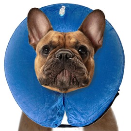 SIMENA Inflatable Pet Recovery Cone Collar for Cats and Dogs, Protective After-Surgery Adjustable Cone to Prevent from Biting and Scratching, Comfy Pet Collar (Blue, Small)