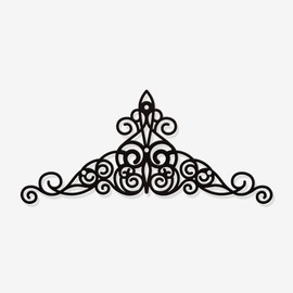 nbeads Curls Flowers Metal Wall Decoration, 28.2 x 12.8 cm, Iron Flowers Wall Decoration, Home Hanging Flowers Wall Art, Black Metal Wall Sculptures for Bedroom and Living Room