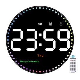 SZELAM Digital Wall Clock,10" Digital Clock Large Display with Remote Control,Adjustable Brightness, Calendar, Temperature, 12/24 H, for Living Room Office Bedroom Elderly Adults