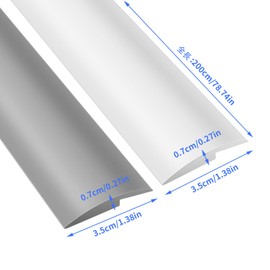 Threshold Strip Closing Tape Flooring Edge Trim 35mm Wide and 7mm Thickness Flexible PVC Floor Transition Strip Carpet Edge Tape 2 Meters Length for Door Gap Floor Mat Garden Threshold Transition Less