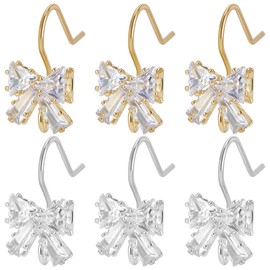 Beebeecraft 20Pcs/Box 2 Colors Cubic Zirconia Earring Hooks Bowknot Rhinestone French Fish Hooks with Loop for Women DIY Jewelry Earring Making Findings