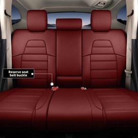AOMSAZTO Seat Covers Custom Fit for CRV 2017 2018 2019 2020 2021 2022 CR-V Faux Leather Car Seat Cover Full Set Front & Rear Car Seat Protector(Red,5 Seats)