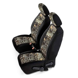 CarsCover Custom Fit 2011-2018 Jeep Wrangler Unlimited 4dr JK Wetsuit Neoprene Car SUV Wagon Front Seat Covers Camo and Black Sides Driver & Passenger Real Maple Forest Tree Leaf Camouflage Cover