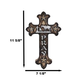 Western Kneeling Cowboy With Horse In Prayer At Calvary Fleur De Lis Wall Cross