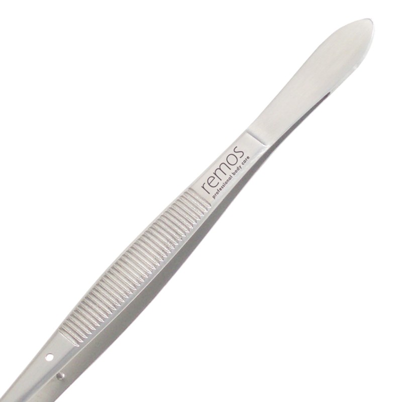 REMOS Pinzette mit geriffelter Greiffläche und gebogener Spitze 16 cm