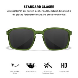Wiley X │ WX Alfa | Men's Sunglasses │ Ideal for Outdoor Activities | Sports Cycling Glasses Running Glasses Fishing Hiking │ Sports Glasses │ 100% UVA/UVB Protection, Grey lenses, transparent green