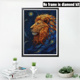 Yeerumo DIY Diamond Painting Accessories Lion Full Set, 5D Painting Diamond Painting Pictures Animal Crystal Embroidery Cross Stitch Home Bedroom Office Wall Decoration 30 x 40 cm