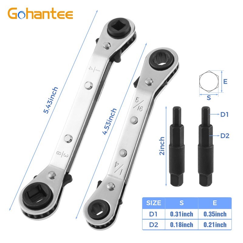 gohantee Hvac Service Wrench Tools Air Conditioner Valve Ratchet Wrench