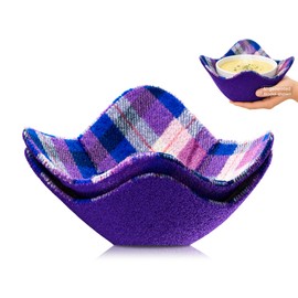 ULVEOL - Juego de 2 almohadillas para orejas calientes de tela para microondas, color morado con blanco, multiusos, resistentes al calor, almohadillas para orejas calientes para tazas de caldo