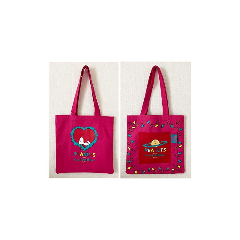 Peanuts SNAP3520N Nostalgica Colored Tote Bag with Pockets, Illumination, Pink