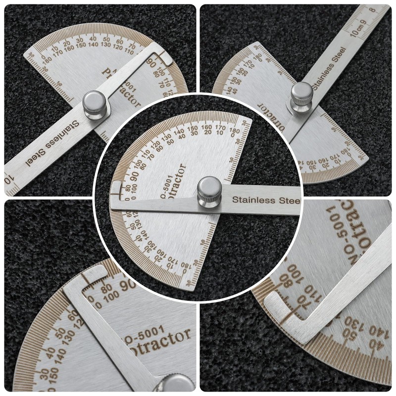 Urjumpea 180 Degree Spin Angle Finder Protractor Multifunctiona Stainless Steel