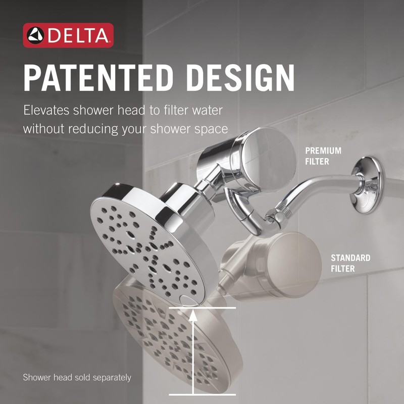 Delta Faucet Clarifi Premium Shower Filter Attachment with Filter, Hard
