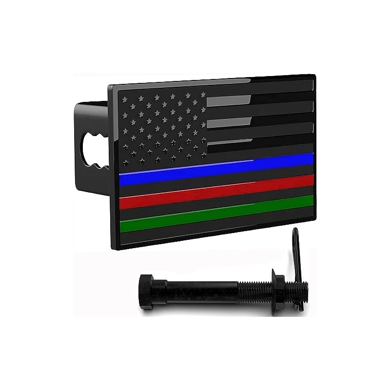 LFPartS USA Flag Emblem Metal Trailer Hitch Cover (Fits 2"