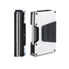 Exact Fit Men's Expandable Card Case Wallet with Money Clip, Silver, One Size, Expandable Card Case Wallet with Money Clip