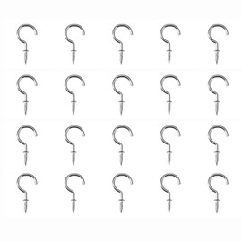 BRIIKPP Ceiling Screw Hooks Stainless Steel, 46mm Length, Silver Tone, Pack of 20