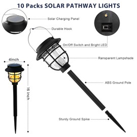 10 Pack Solar Pathway Lights Outdoor- Bright Solar Powered Garden Light with 3000K Warm LED, Auto On/Off Waterproof Path Lights Decorative, Landscape Lighting for Yard Patio Walkway Driveway