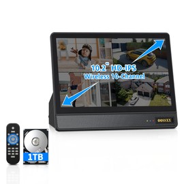 OOSSXX (5MP 10CH All-in-One NVR 10.1'' LCD Monitor for Home Security Cameras Wireless Outdoor Security Camera System,WiFi NVR Network Surveillance Video Recorder with 1TB Hard Drive