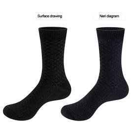 YUEDGE Men's Business Socks, Formal Suit, Calf Socks, Breathable, Non-stuffy, Premium Cotton, Double Needle Stitching, Set of 5 Pairs, Black