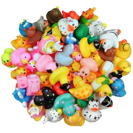 24 Pcs Random Assorted Rubber Duck Small Rubber Ducks in Bulk for Jeeps Ducking,Baby Shower Bath Toy for Kids Toddler Birthday Christmas Party Favors Stocking Stuffers