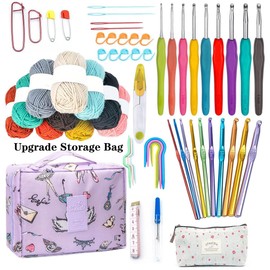 59 PC Crochet Kit Knitting Tools for Adults Kids, Crocheting Kit Includes 10 Crochet Yarns, 19 Crochet Hooks and Knitting & Crochet Supplies, Crochet Kits for Starter Beginner Crochet Lover