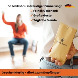 ELBERCRAFT Keyring Leather Motorhome - Gift Camping & Caravan | Genuine Leather Brown, Black Hot Embossing, Vegetable Tanned, Made in Germany
