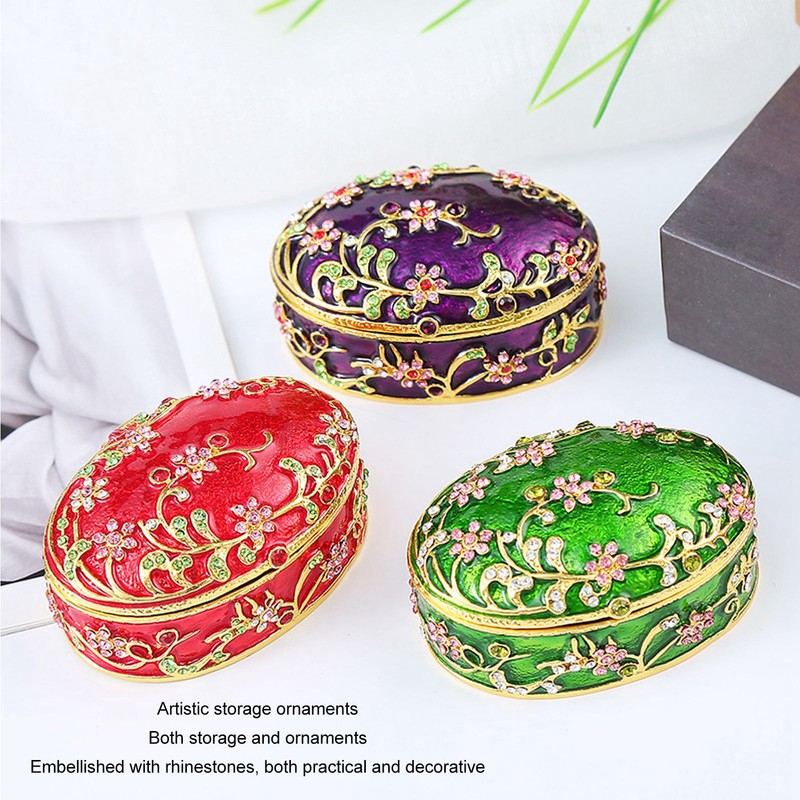 Hand Painted Flower Trinket Box Classic Realistic Detail Hinged Jewelry