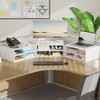 ALISENED Printer Stand for Desk, 2-Tier Wooden Desk Organizer, White
