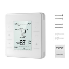 VEVOR 7-Day Programmable Thermostat, Home Thermostats for Heat Pump,Air Conditioner, LED Screen with Backlight & 1Cool+1Heat,Energy-Efficient,Wide Temp Range,White