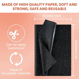 WeddHuis 20 Sheets Glitter Tissue Paper Glitter Paper Sheets for Bouquet Gift Wrapping Paper Birthday Gift Wrapping Craft Accessories (50 x 66 cm) (Black/Khaki)