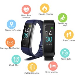 MayuFit Fitness Tracker with Heart Rate Monitor, Activity Tracker Sleep Monitor, Smart Watch Pedometer Step Counter for Kids Man Women (Blue)