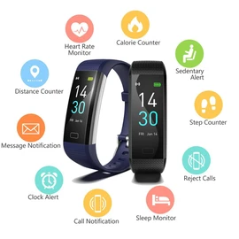 MayuFit Fitness Tracker with Heart Rate Monitor, Activity Tracker Sleep Monitor, Smart Watch Pedometer Step Counter for Kids Man Women (Blue)