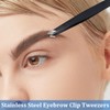 EYVRPAU 4 x Stainless Steel Tweezers Set, Eyebrow Tweezers Set,
