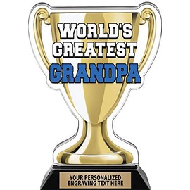 Crown Awards Worlds Greatest Grandpa Trophy, 7.25" Best Grandfather Ever Trophy, Engraving Included Prime