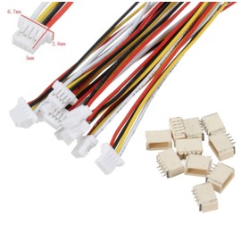 Mr. VUNIVERSUM Premium 4-Pin 1.0 SH 1.0 mm Mini Micro JST Plug Including 15 cm 28AWG Cable and Socket Loose JST-SH Modellbau® plug, 50x