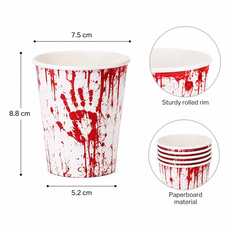 Halloween Disposable Tableware for Horror Parties – Bloody Handprint Paper
